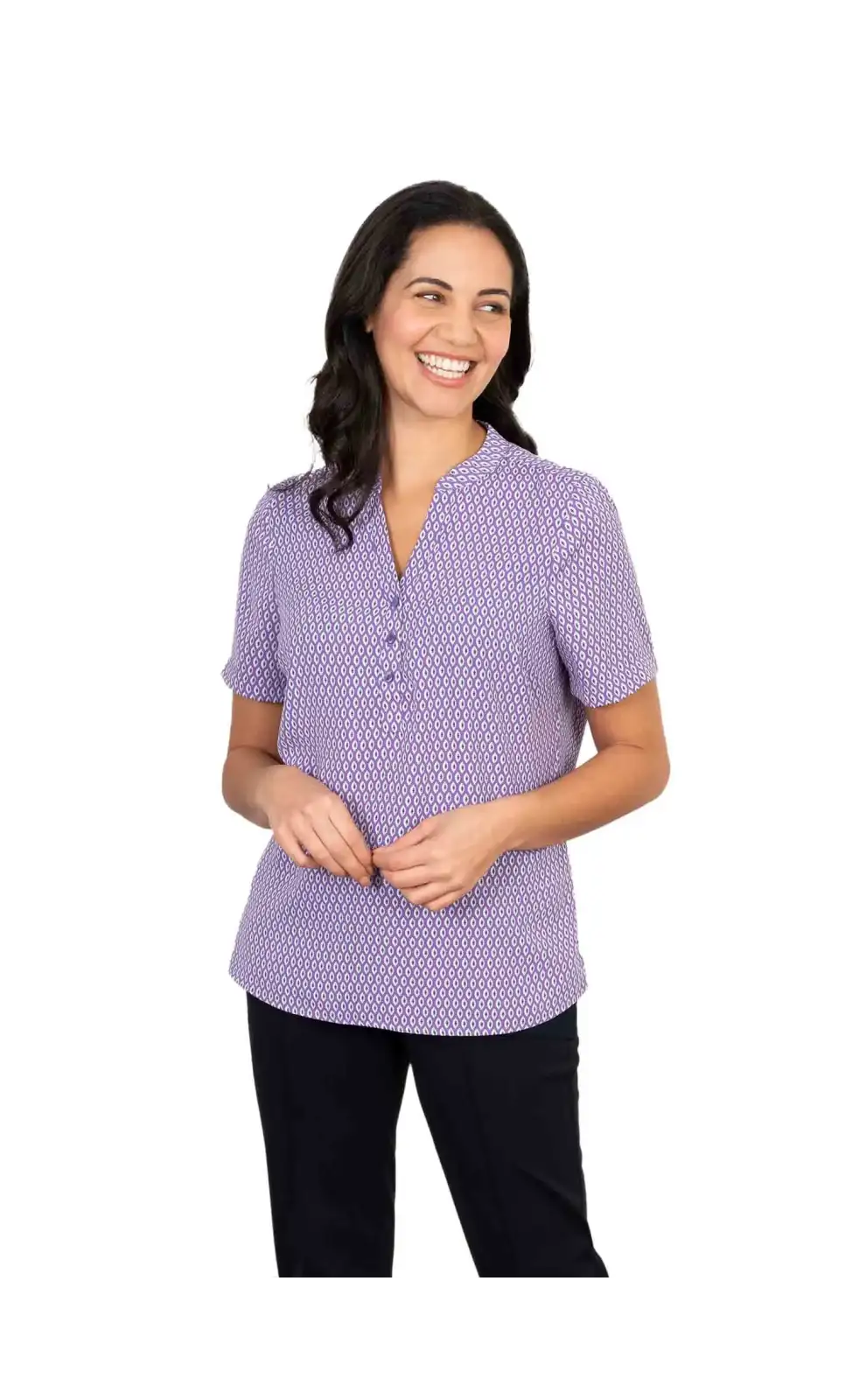 Tops Vortex Designs Beth Berry 3 Button Neck Short Sleeve £28.00