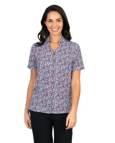 Blouses Vortex Designs Willow Berry Button Down Short Sleeve-VD-9001452405057 £30.00
