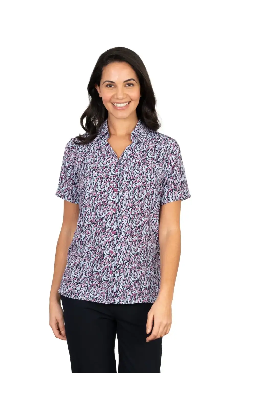 Blouses Vortex Designs Willow Berry Button Down Short Sleeve-VD-9001452405057 £30.00