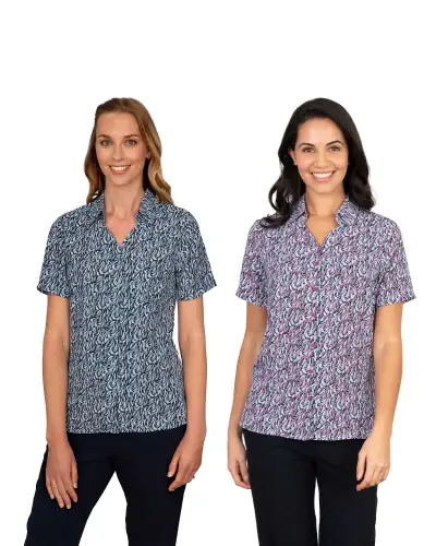 Blouses Vortex Designs Willow Berry Button Down Short Sleeve-VD-9001452405057 £30.00