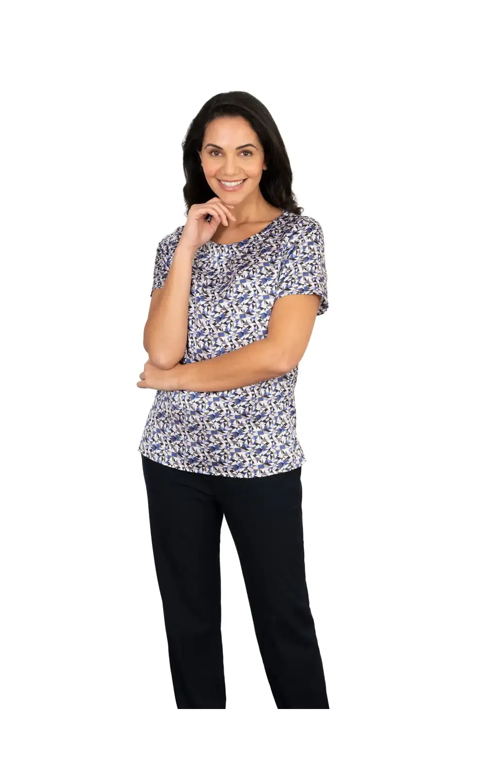 Tops Vortex Designs Suzie Cobalt Tuck Neck Short Sleeve £27.00