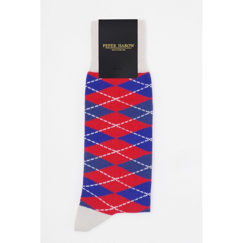 Men PEPER HAROW Argyle Mens Socks - Crimson £15.00