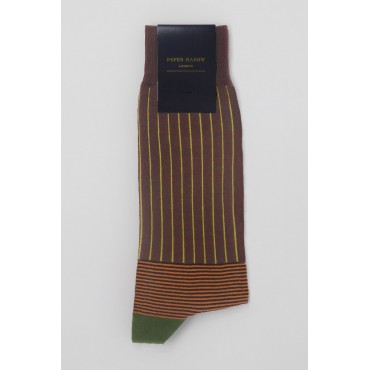 Men PEPER HAROW Oxford Stripe Mens Socks - Brown £15.00