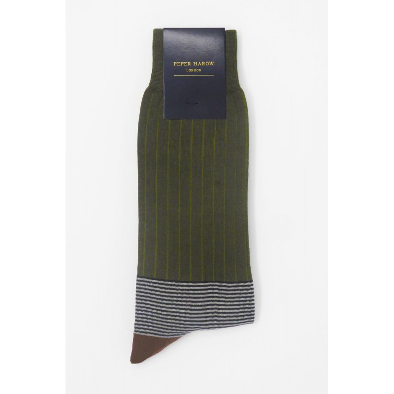 Men PEPER HAROW Oxford Stripe Mens Socks - Sage £15.00
