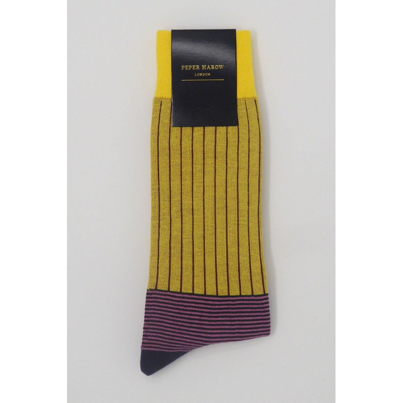 Men PEPER HAROW Oxford Stripe Mens Socks - Yellow £15.00
