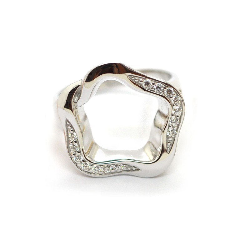 Rings Babette Wasserman Open Flower Ring Crystal Silver £95.00