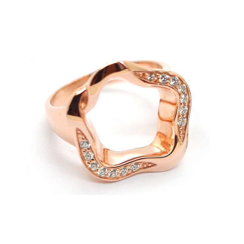 Rings Babette Wasserman Open Flower Ring Crystal Rose Gold £101.00