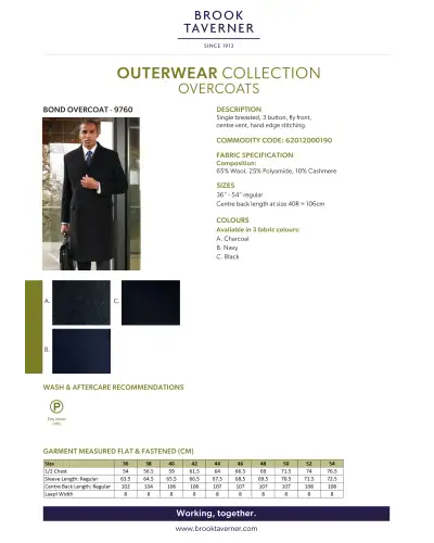 Menswear Brook Taverner Mens Bond Overcoat £225.00