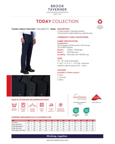 Men's Trousers Brook Taverner Tours Tailored Fit Cargo Trouser £34.00