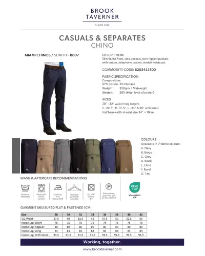 Men's Trousers Brook Taverner Miami Slim Fit Chino £33.00