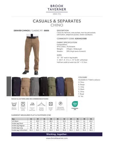 Men's Trousers Brook Taverner Denver Classic Fit Chino £33.00