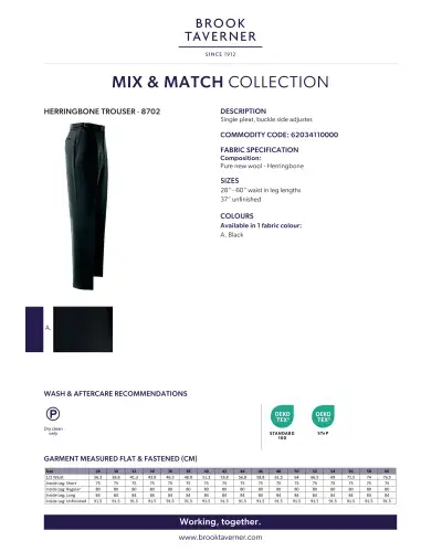 Men's Trousers Brook Taverner Herringbone Trouser A - Black h/b £120.00