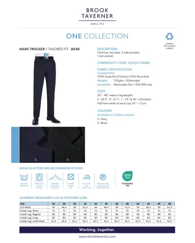 Men's Trousers Brook Taverner Mars Flat Front Trouser £45.00