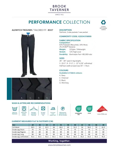 Men's Trousers Brook Taverner Aldwych Tailored Fit Trouser £45.00