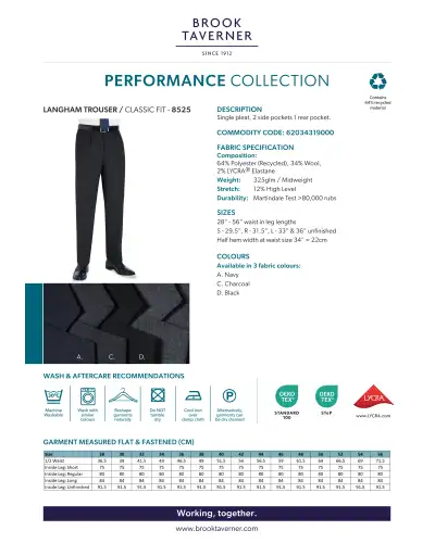 Men's Trousers Brook Taverner Langham Single Pleat Trouser £45.00