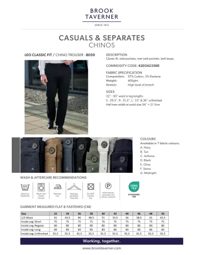 Men's Trousers Brook Taverner Leo Classic Fit Chino £33.00