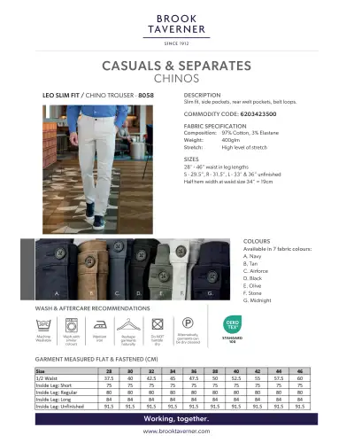 Men's Trousers Brook Taverner Leo Slim Fit Chino £33.00