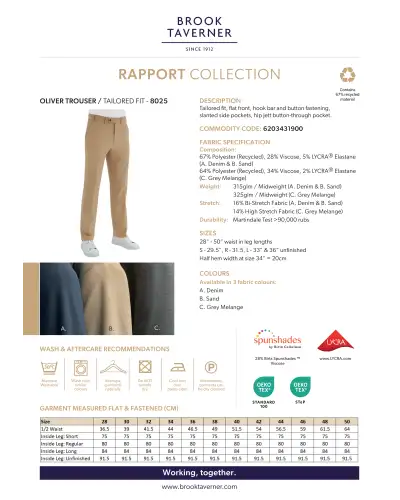 Men's Trousers Brook Taverner Oliver Tailored Fit Trouser £42.00