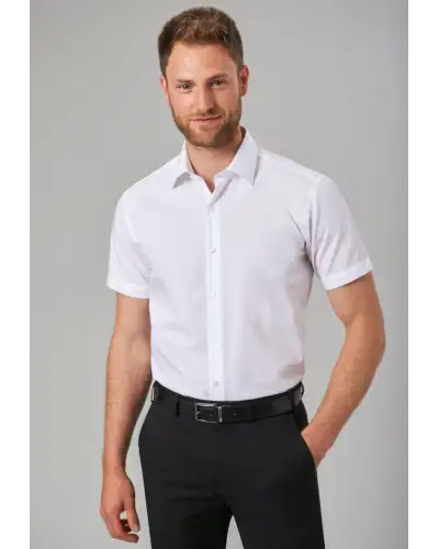 Men's Shirts Brook Taverner Milano S S Slim Fit Non-Iron Shirt A - White £25.00