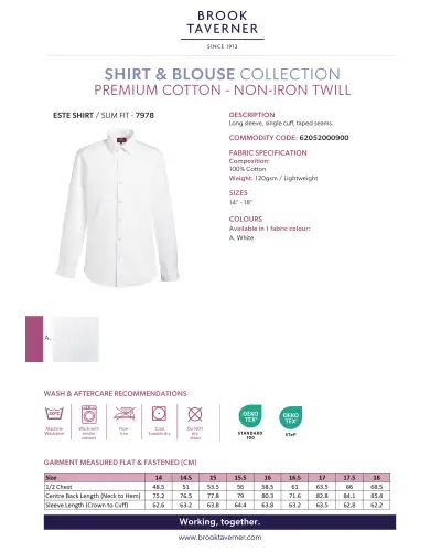 Men's Shirts Brook Taverner Este Slim Fit Non-Iron Shirt A - White £26.00