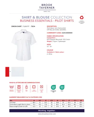 Men's Shirts Brook Taverner Orion Slim Fit S S Pilot Shirt £20.00