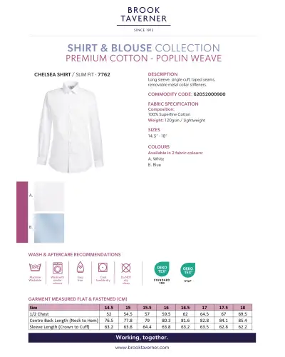 Men's Shirts Brook Taverner Chelsea Slim Fit Shirt Cotton Poplin £31.00