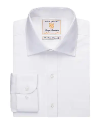 Men's Shirts Brook Taverner Altare Single Cuff Shirt Cotton Herringbone £25.00