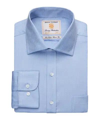 Men's Shirts Brook Taverner Altare Single Cuff Shirt Cotton Herringbone £25.00