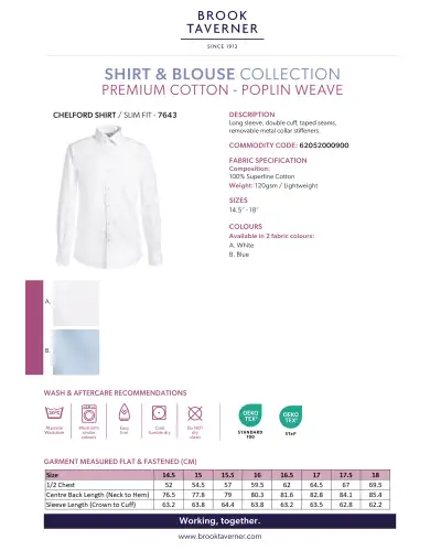 Men's Shirts Brook Taverner Chelford Slim Fit Shirt Cotton Poplin £45.00