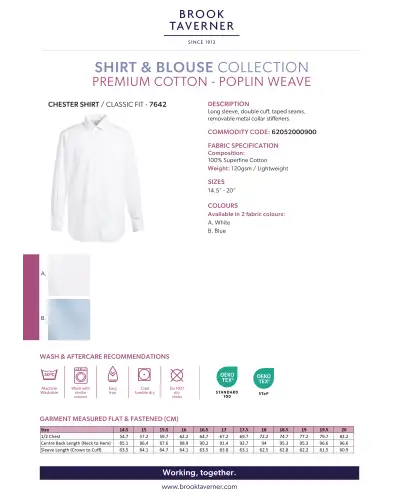 Men's Shirts Brook Taverner Chester Classic Fit Shirt Cotton Poplin £25.00