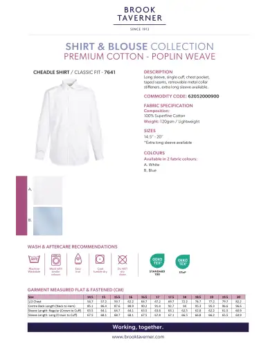 Men's Shirts Brook Taverner Cheadle Single Cuff Shirt Cotton Poplin £31.00