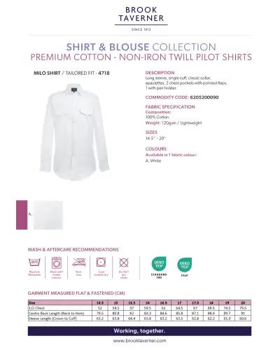 Men's Shirts Brook Taverner Corporatewear Milo Non-Iron Pilot Shirt £27.00