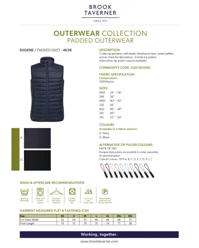 Core Padded Outerwear - NEW Brook Taverner Eugene Padded Gilet £31.00