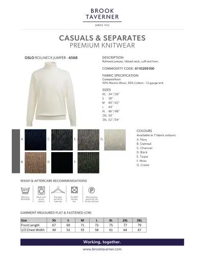 Mens Knitwear Brook Taverner Oslo Rollneck Jumper £40.00