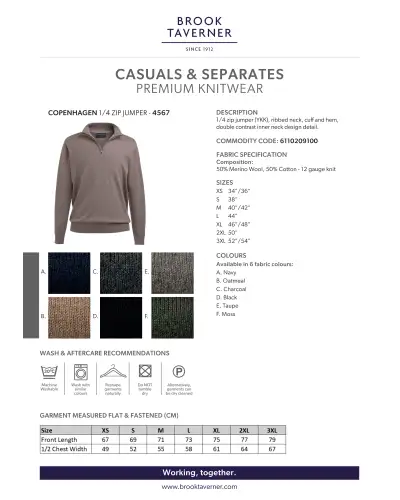 Mens Knitwear Brook Taverner Copenhagen 1 4 Zip Jumper £48.00