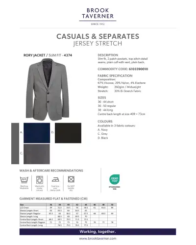 Men's Jackets Brook Taverner Rory Slim Fit Jersey Stretch Jacket £87.00