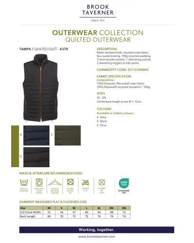 Premium Quilted Outerwear Brook Taverner Tampa Quilted Gilet £85.00