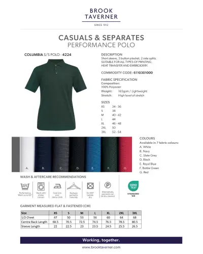 Polo Shirts and Breton Tops Brook Taverner Columbia Performance Polo £32.00