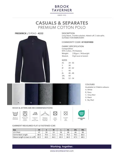 Polo Shirts and Breton Tops Brook Taverner Frederick Premium Cotton Polo £25.00