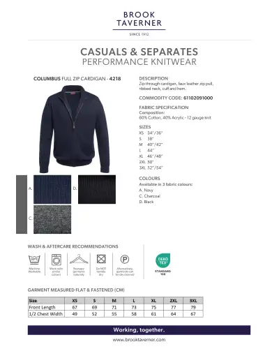 Mens Knitwear Brook Taverner Columbus Full Zip Cardigan £45.00