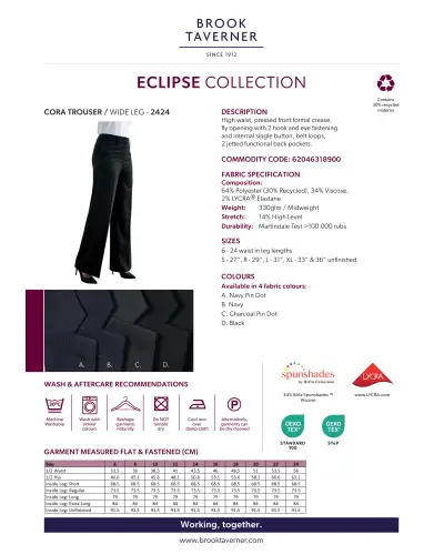 Ladies' Trousers Brook Taverner Cora Wide Leg Trouser £45.00