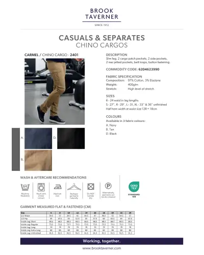 Ladies' Trousers Brook Taverner Carmel Chino Cargo £45.00
