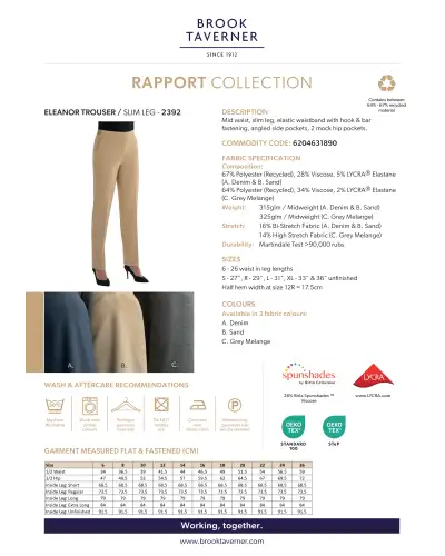 Ladies' Trousers Brook Taverner Eleanor Slim Leg Trouser £45.00