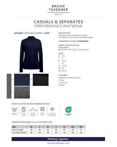 Ladies Knitwear Brook Taverner Golden Turtleneck Jumper £45.00