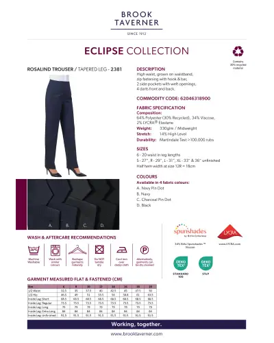 Ladies' Trousers Brook Taverner Rosalind High Waist Trouser £45.00