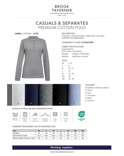 Polo Shirts and Breton Tops Brook Taverner Anna Premium Cotton Polo £25.00