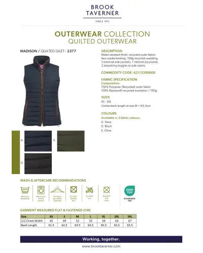 Premium Quilted Outerwear Brook Taverner Madison Quilted Gilet £85.00