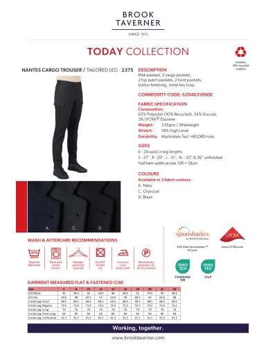 Ladies' Trousers Brook Taverner Nantes Tailored Leg Cargo £85.00