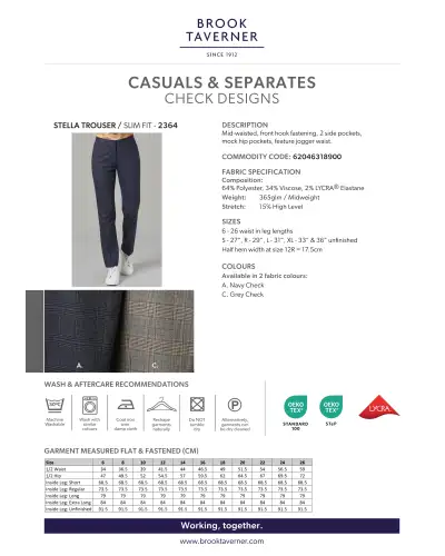 Ladies' Trousers Brook Taverner Stella Check Trouser £45.00