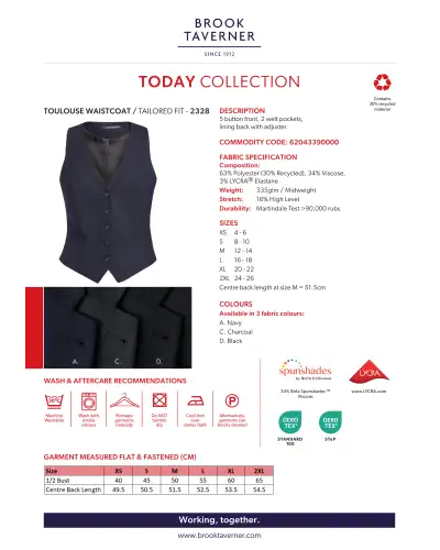 Waistcoat Brook Taverner Toulouse Ladies Waistcoat £45.00